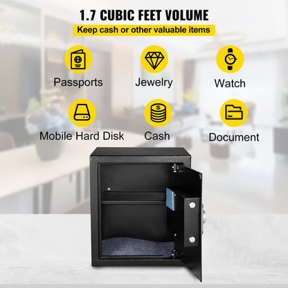 Safe Box, 1.7 CU.FT Fingerprint Safe Box for Money with 2 Keys & Digital Keypad, Q235 Steel Safe Box for Storing Cash, Jewelry, Pistols, Documents, Watches in Home & Office & Hotel - Image 5