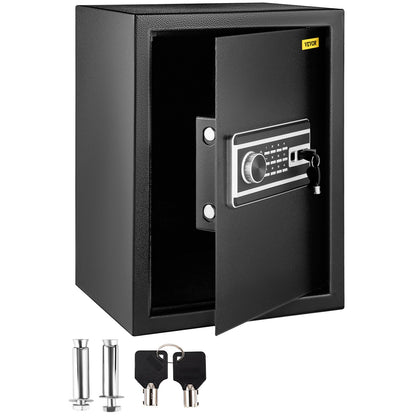 Safe Box, 2.1 CU.FT Fingerprint Safe Box for Money w/ 2 Keys & Digital Keypad, Q235 Steel Safe Box for Storing Cash, Jewelry, Pistols, Documents, Watches in Home & Office & Hotel
