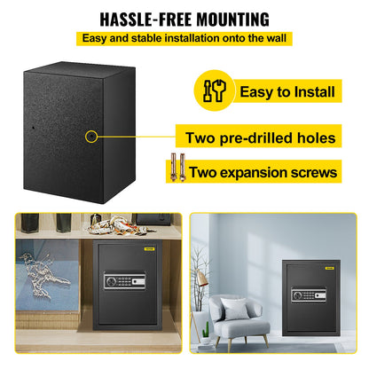 Safe Box, 2.1 CU.FT Fingerprint Safe Box for Money w/ 2 Keys & Digital Keypad, Q235 Steel Safe Box for Storing Cash, Jewelry, Pistols, Documents, Watches in Home & Office & Hotel - Image 6