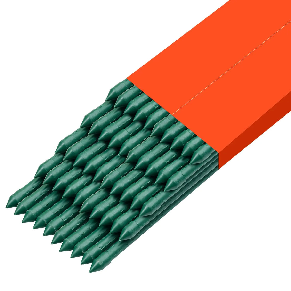 Garden Stakes, 50 Pack, 1455 mm, Plastic Coated Metal Tomato Stakes, Garden Sticks for Plants Support, with Pointed End and Non-Slip Bumps for Growing Climbing Plants, Outdoor Vegetables