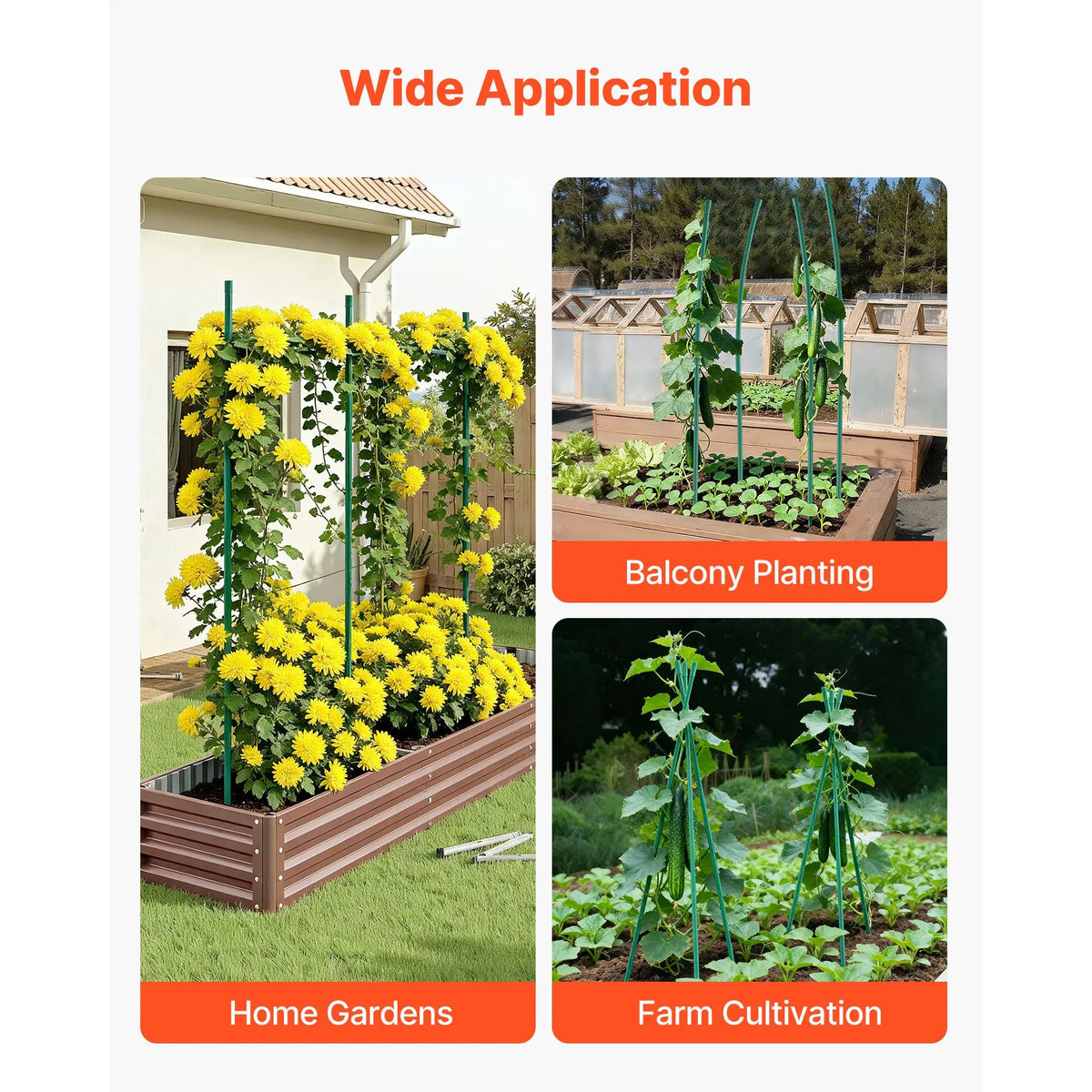 Garden Stakes, 50 Pack, 1455 mm, Plastic Coated Metal Tomato Stakes, Garden Sticks for Plants Support, with Pointed End and Non-Slip Bumps for Growing Climbing Plants, Outdoor Vegetables - Image 6