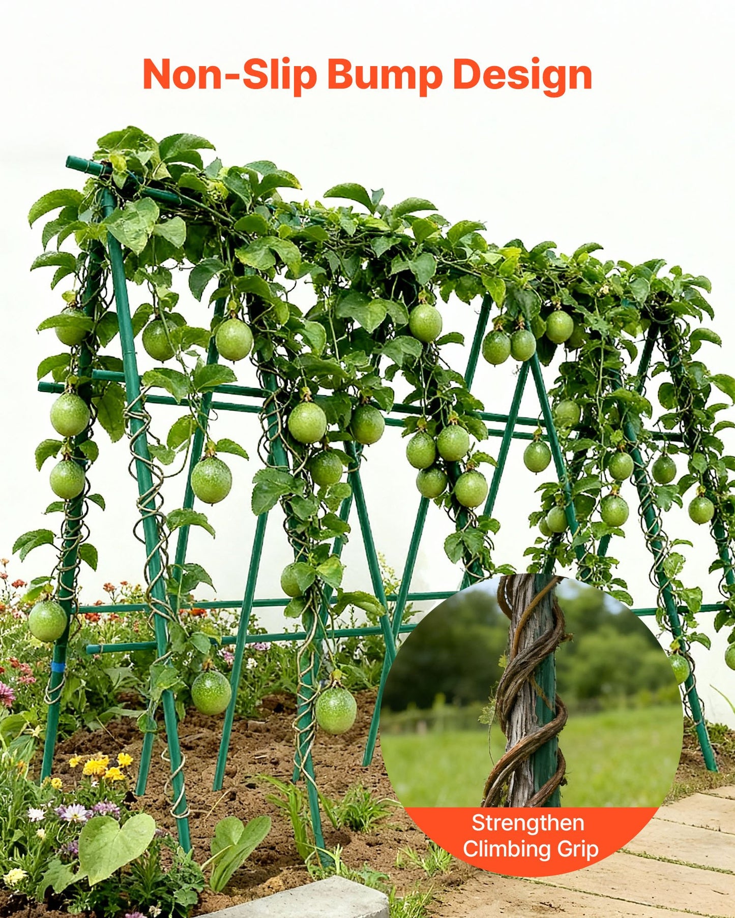 Garden Stakes, 25 Pack, 2100 mm, Plastic Coated Metal Tomato Stakes, Garden Sticks for Plants Support, with Pointed End and Non-Slip Bumps for Growing Climbing Plants, Outdoor Vegetables - Image 5