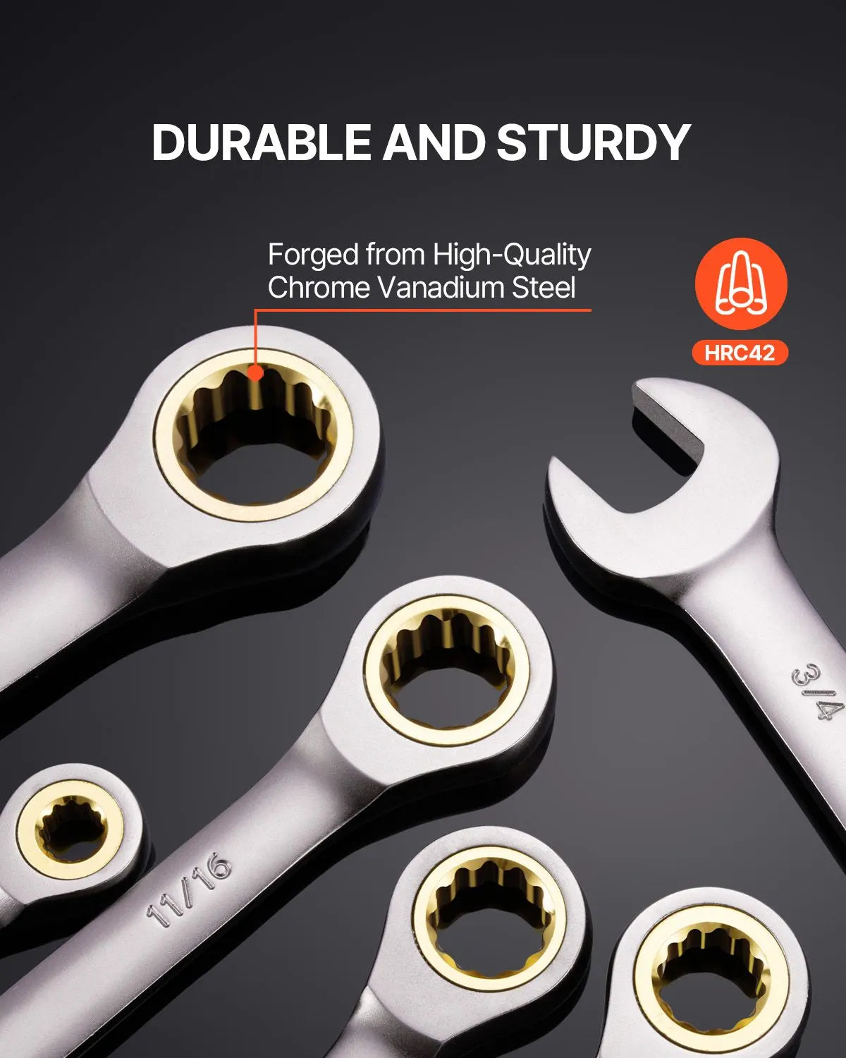 Combination Wrench Set 24 PCS SAE 1/4" - 7/8" Metric 8-19mm Organizer Rack - Image 4