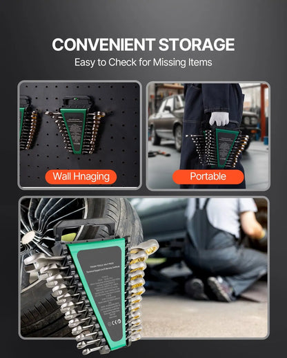 Combination Wrench Set 24 PCS SAE 1/4" - 7/8" Metric 8-19mm Organizer Rack - Image 6