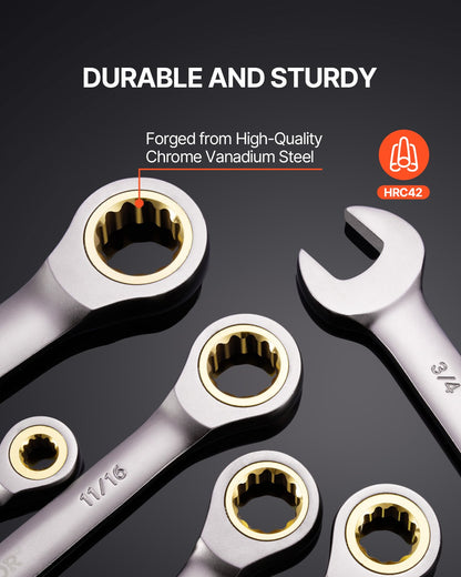 Combination Wrench Set 24 PCS SAE 1/4" - 7/8" Metric 8-19mm Organizer Rack - Image 4
