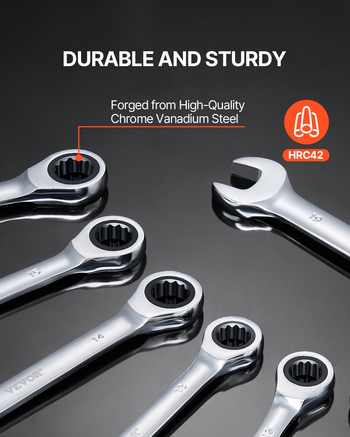 Combination Wrench Set 8-Piece Metric 8 mm to 19 mm with Organizer Rack - Image 4