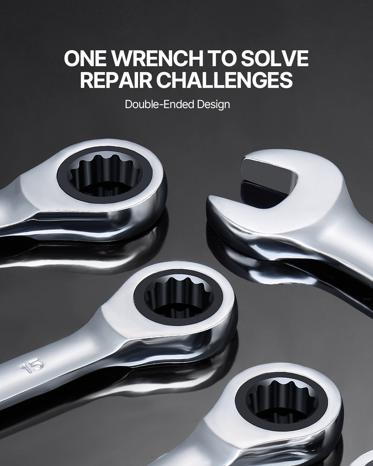 Combination Wrench Set 8-Piece Metric 8 mm to 19 mm with Organizer Rack - Image 5