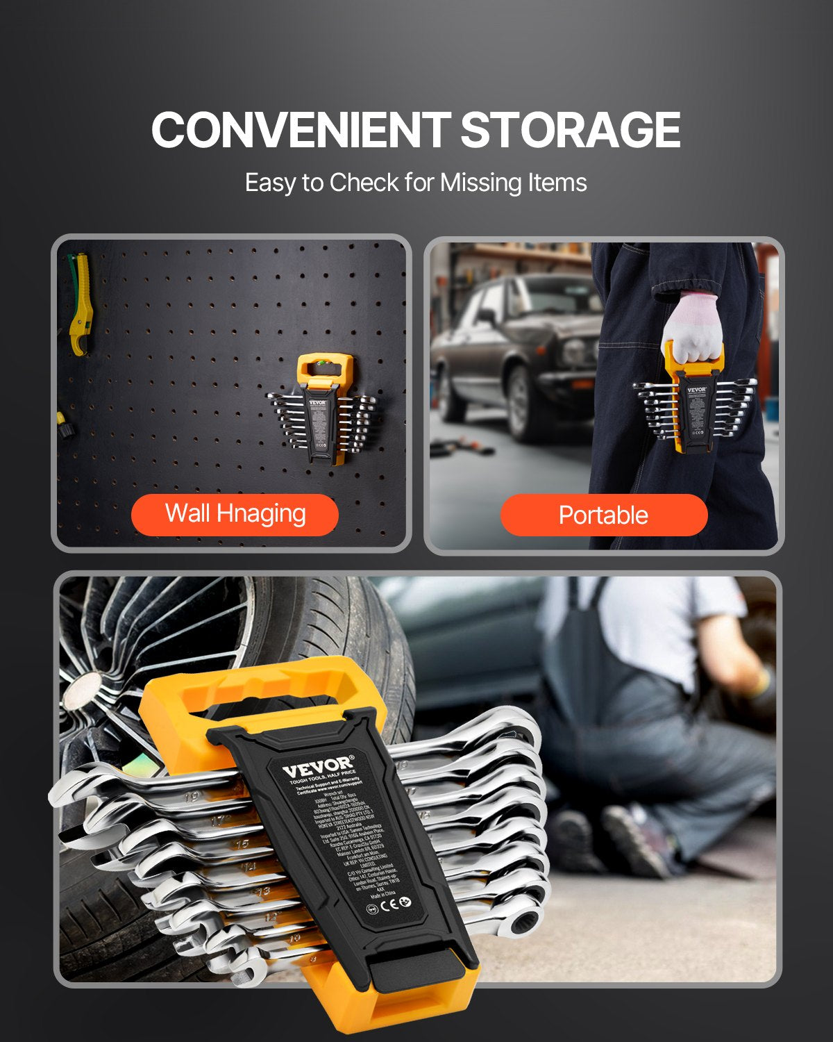 Combination Wrench Set 8-Piece Metric 8 mm to 19 mm with Organizer Rack - Image 6