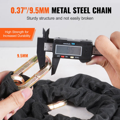 Bike Chain Lock, 5.91 Ft Security Bicycle Chain Lock, Heavy Duty Metal Steel Anti-Theft High Security Bike Locks, Perfect for Bike, Motorcycle, Scooter, Bicycle, Door, Fence, Gate, 9.5mm, Black - Image 3