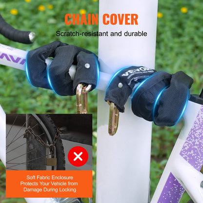 Bike Chain Lock, 5.91 Ft Security Bicycle Chain Lock, Heavy Duty Metal Steel Anti-Theft High Security Bike Locks, Perfect for Bike, Motorcycle, Scooter, Bicycle, Door, Fence, Gate, 9.5mm, Black - Image 4