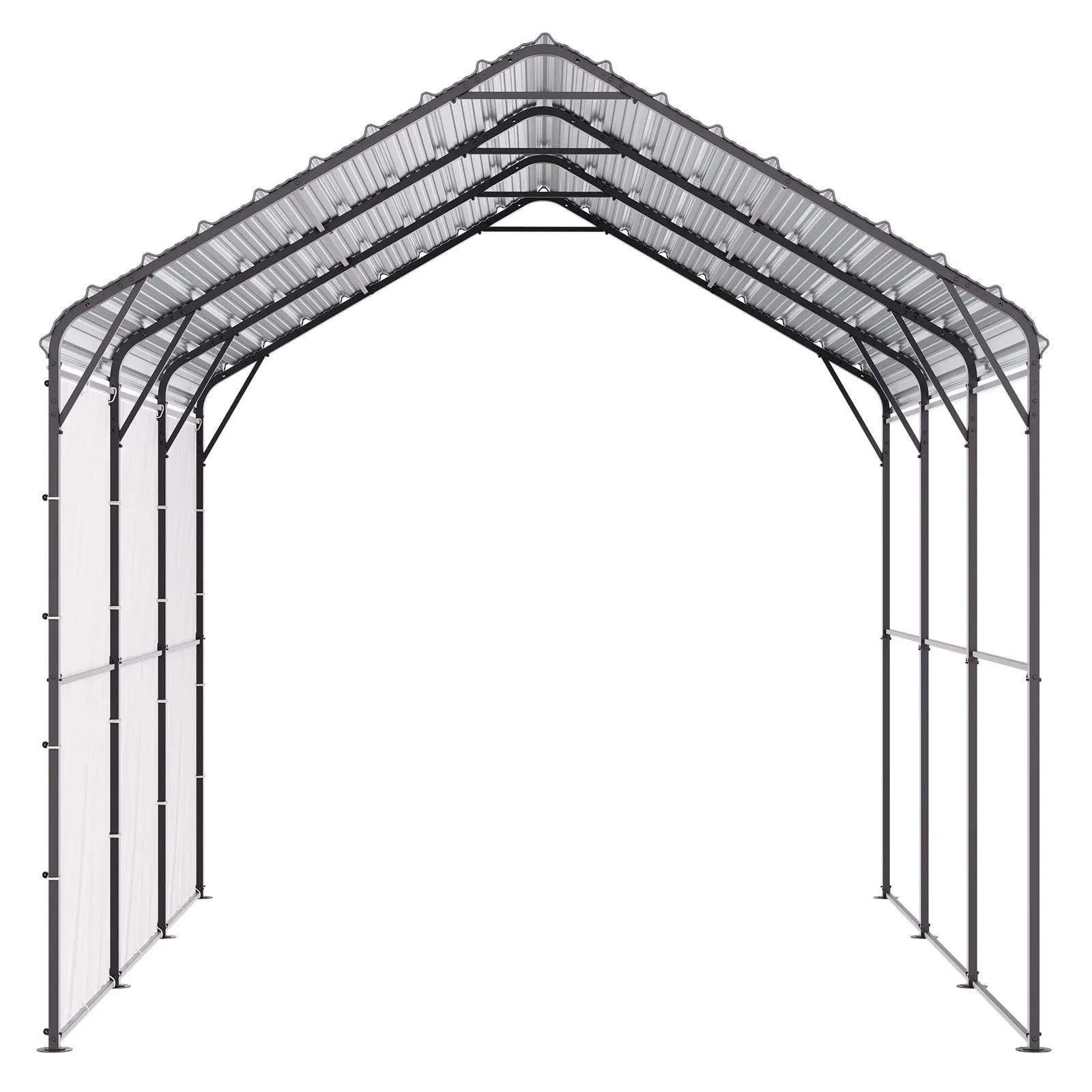 Heavy Duty Metal Carport, 10' x 15' Outdoor Carport with Galvanized Steel Frame & Roof, Car Tent Garage Shade with Removable Sidewalls, Multi-Use Car Shelter for Pickup, Boat, Car & Tractors
