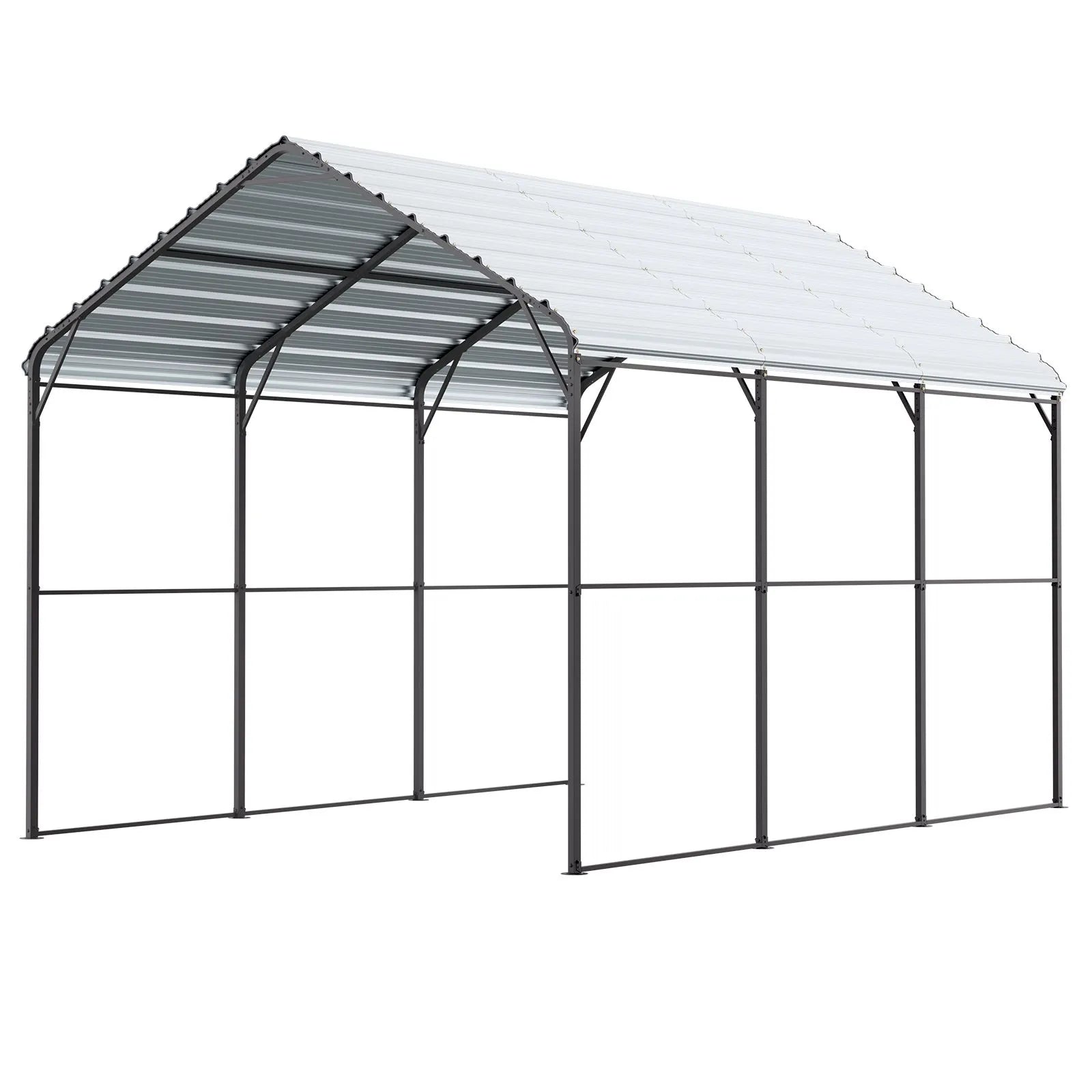 Heavy Duty Metal Carport, 10' x 15' Outdoor Carport with Galvanized Steel Frame & Roof, Car Tent Garage Shade with Removable Sidewalls, Multi-Use Car Shelter for Pickup, Boat, Car & Tractors - Image 9