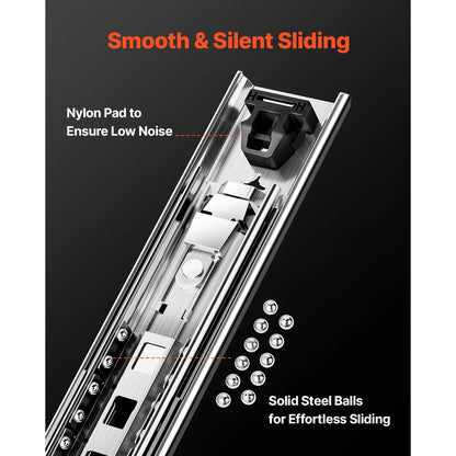 1 Pair 16-60 in Soft-Close Drawer Slides Ball Bearing Full Extension - Image 4