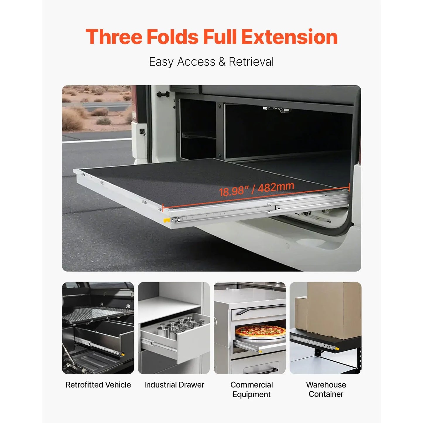 1 Pair 16-60 in Soft-Close Drawer Slides Ball Bearing Full Extension - Image 5