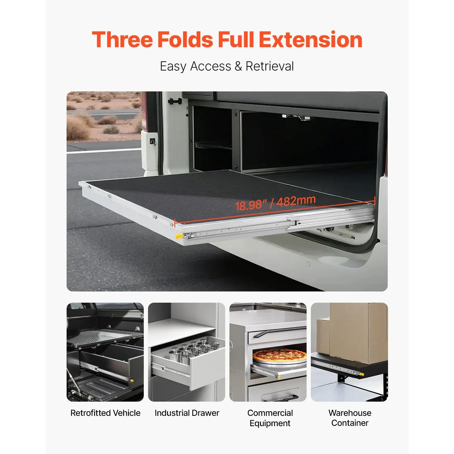 1 Pair 16-60 in Soft-Close Drawer Slides Ball Bearing Full Extension - Image 5