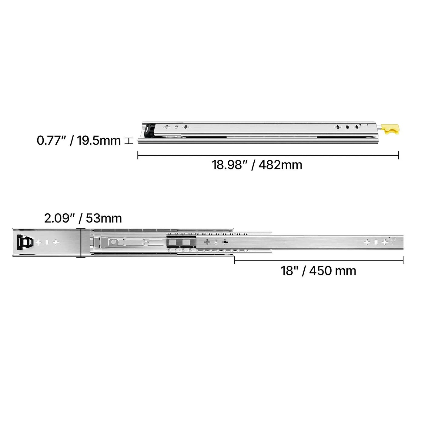 1 Pair 16-60 in Soft-Close Drawer Slides Ball Bearing Full Extension - Image 8