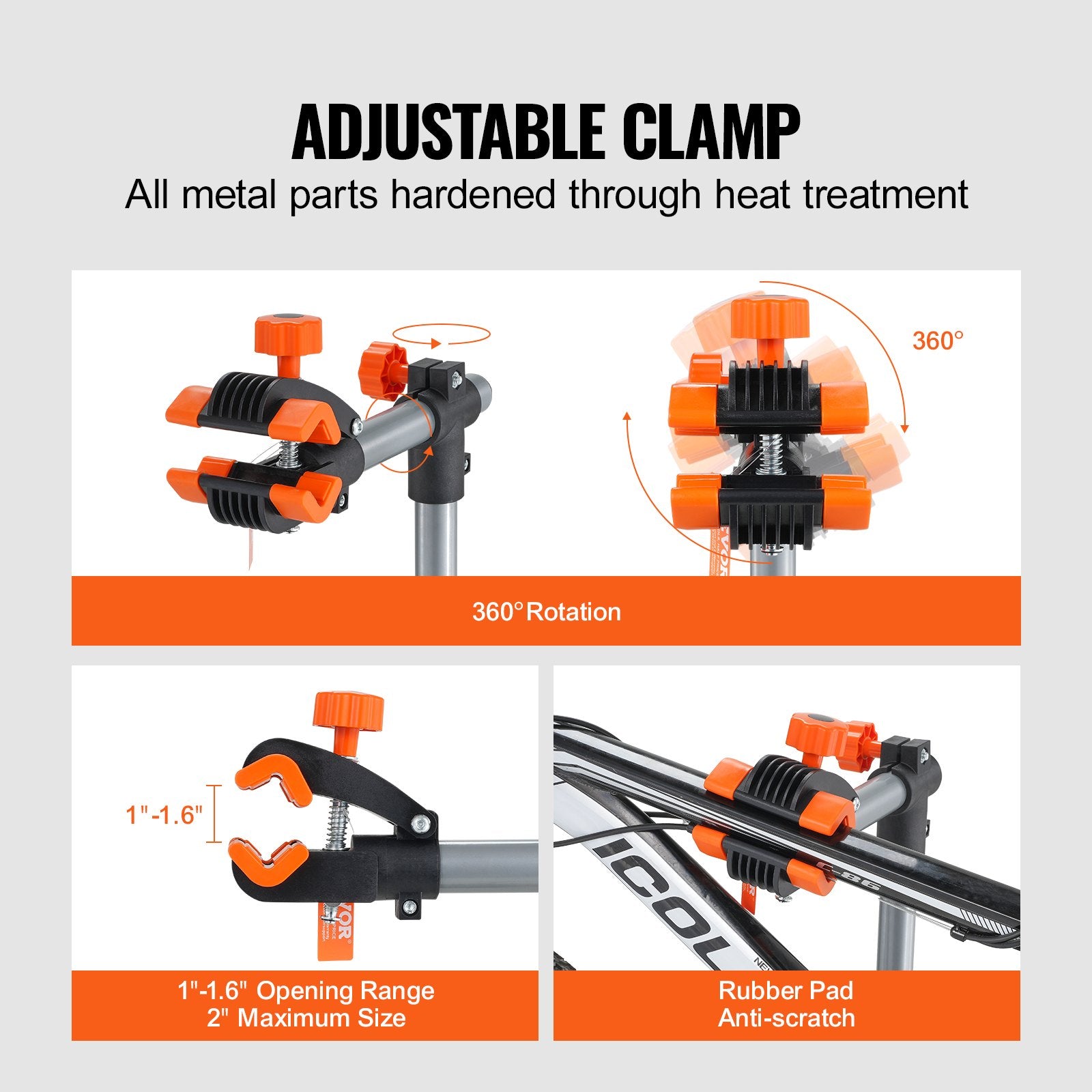 Bike Repair Stand, 80 lbs Heavy-duty Steel Bicycle Repair Stand, Adjustable Height Bike Maintenance Workstand with Magnetic Tool Tray Telescopic Arm, Foldable Bike Work Stand for Home, Shops - Image 4