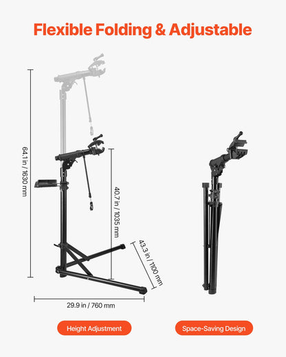Bike Repair Stand, 38.56 kg Heavy-duty Bicycle Work Stand with 1035-1630 mm Adjustable Height & Magnetic Tool Tray, Foldable Bicycle Maintenance Rack, Shop Home Mechanics for Mountain & Road Bike - Image 4