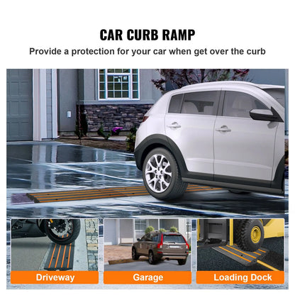 Curb Ramp, 2 Pack, 6.5 cm Rise, Rubber Driveway Ramps, Heavy Duty 15 tons Weight Capacity Threshold Ramp, Curbside Bridge Ramps for Loading Dock Garage Sidewalk, Expandable Full Ramp Set - Image 2