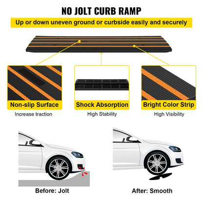 Curb Ramp, 2 Pack, 6.5 cm Rise, Rubber Driveway Ramps, Heavy Duty 15 tons Weight Capacity Threshold Ramp, Curbside Bridge Ramps for Loading Dock Garage Sidewalk, Expandable Full Ramp Set - Image 5