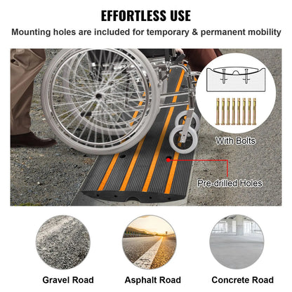 Curb Ramp, 2 Pack, 6.5 cm Rise, Rubber Driveway Ramps, Heavy Duty 15 tons Weight Capacity Threshold Ramp, Curbside Bridge Ramps for Loading Dock Garage Sidewalk, Expandable Full Ramp Set - Image 6