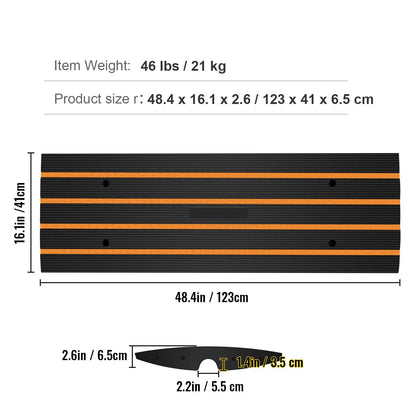 Curb Ramp, 2 Pack, 6.5 cm Rise, Rubber Driveway Ramps, Heavy Duty 15 tons Weight Capacity Threshold Ramp, Curbside Bridge Ramps for Loading Dock Garage Sidewalk, Expandable Full Ramp Set - Image 7