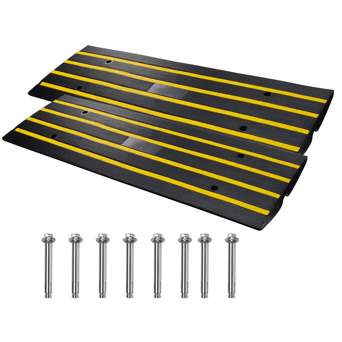 Curb Ramp, 2 Pack, 6.5 cm Rise, Rubber Driveway Ramps, Heavy Duty 15 tons Weight Capacity Threshold Ramp, Curbside Bridge Ramps for Loading Dock Garage Sidewalk, Expandable Full Ramp Set - Image 9