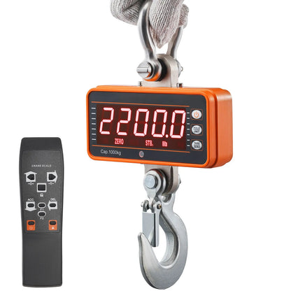 Digital Crane Scale, 2200 lbs/1000 kg, Industrial Heavy Duty Hanging Scale with Remote Control, Cast Aluminum Case & LED Screen, High Precision for Construction, Factory, Farm, Hunting (Orange) - Image 9