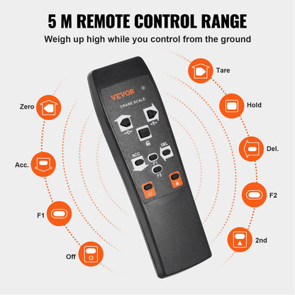 Digital Crane Scale, 2200 lbs/1000 kg, Industrial Heavy Duty Hanging Scale with Remote Control, Cast Aluminum Case & LED Screen, High Precision for Construction, Factory, Farm, Hunting (Orange) - Image 5