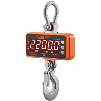 Digital Crane Scale, 2200 lbs/1000 kg, Industrial Heavy Duty Hanging Scale with Remote Control, Cast Aluminum Case & LED Screen, High Precision for Construction, Factory, Farm, Hunting (Orange) - Image 9