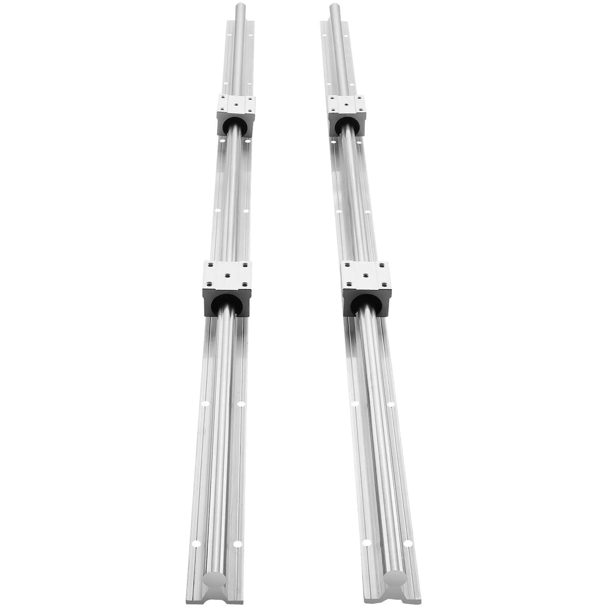 Linear Guide Rail Set, SBR12 1000mm, 2 PCS 39.4 in/1000 mm SBR12 Guide Rails and 4 PCS SBR12UU Slide Blocks, Linear Rails and Bearings Kit for Automated Machines DIY Project CNC Router Machines