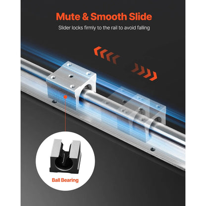 Linear Guide Rail Set, SBR20 1500mm, 2 PCS 59 in/1500 mm SBR20 Guide Rails and 4 PCS SBR20UU Slide Blocks, Linear Rails and Bearings Kit for Automated Machines DIY Project CNC Router Machines - Image 4