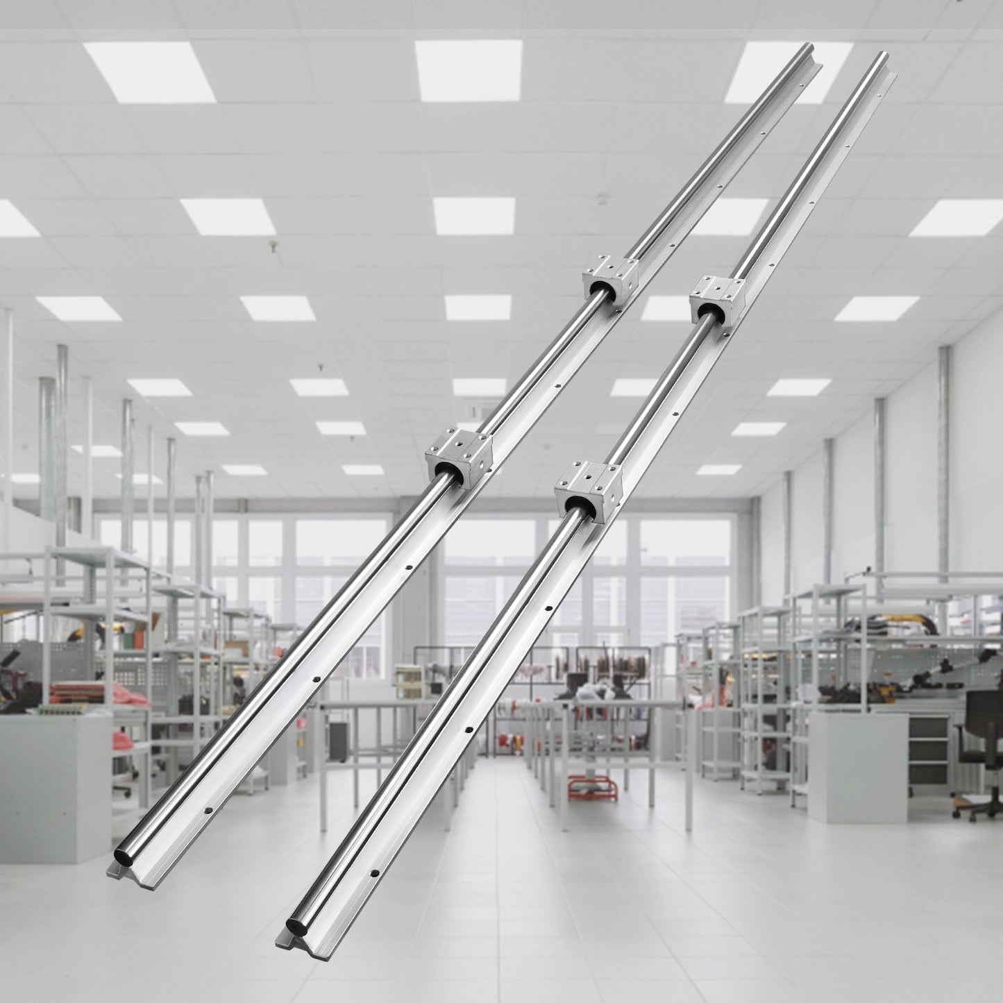 Linear Guide Rail Set, SBR20 1500mm, 2 PCS 59 in/1500 mm SBR20 Guide Rails and 4 PCS SBR20UU Slide Blocks, Linear Rails and Bearings Kit for Automated Machines DIY Project CNC Router Machines - Image 8
