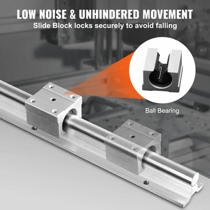Linear Guide Rail Set, SBR20 1800mm, 2 PCS 70.9 in/1800 mm SBR20 Guide Rails and 4 PCS SBR20UU Slide Blocks, Linear Rails and Bearings Kit for Automated Machines DIY Project CNC Router Machines - Image 4