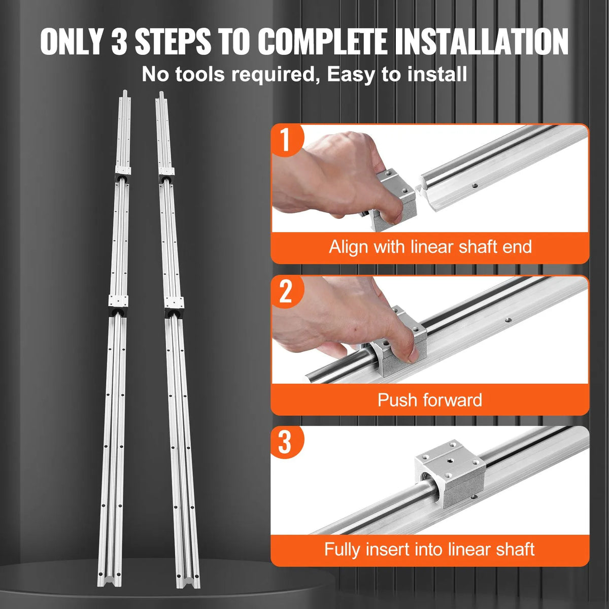Linear Guide Rail Set, SBR20 1800mm, 2 PCS 70.9 in/1800 mm SBR20 Guide Rails and 4 PCS SBR20UU Slide Blocks, Linear Rails and Bearings Kit for Automated Machines DIY Project CNC Router Machines - Image 6