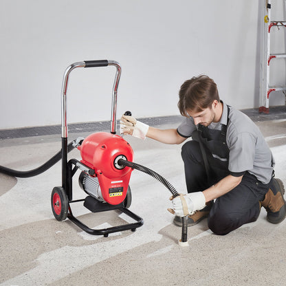 Drain Cleaner Machine 120FT x 6/5" 1100W Sectional Snake Auger Manual Feed - Image 8