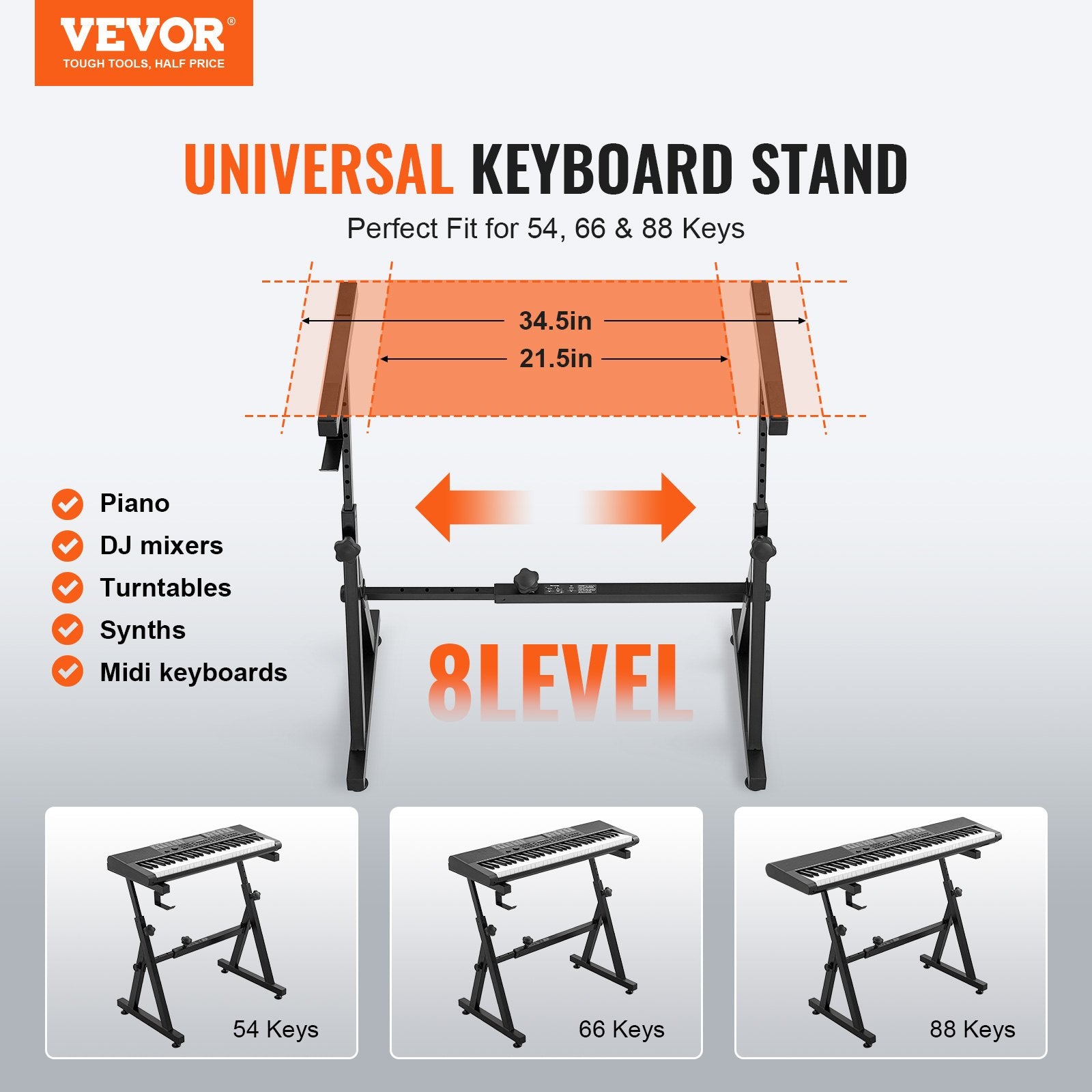 Piano Keyboard Stand and Bench Set, Z Style, Heavy-Duty Digital Piano Music Stand and Seat, 250 lbs Capacity with Adjustable Piano Bench Width Height Wheels, Fits for 54-88 Key Electric Pianos - Image 2