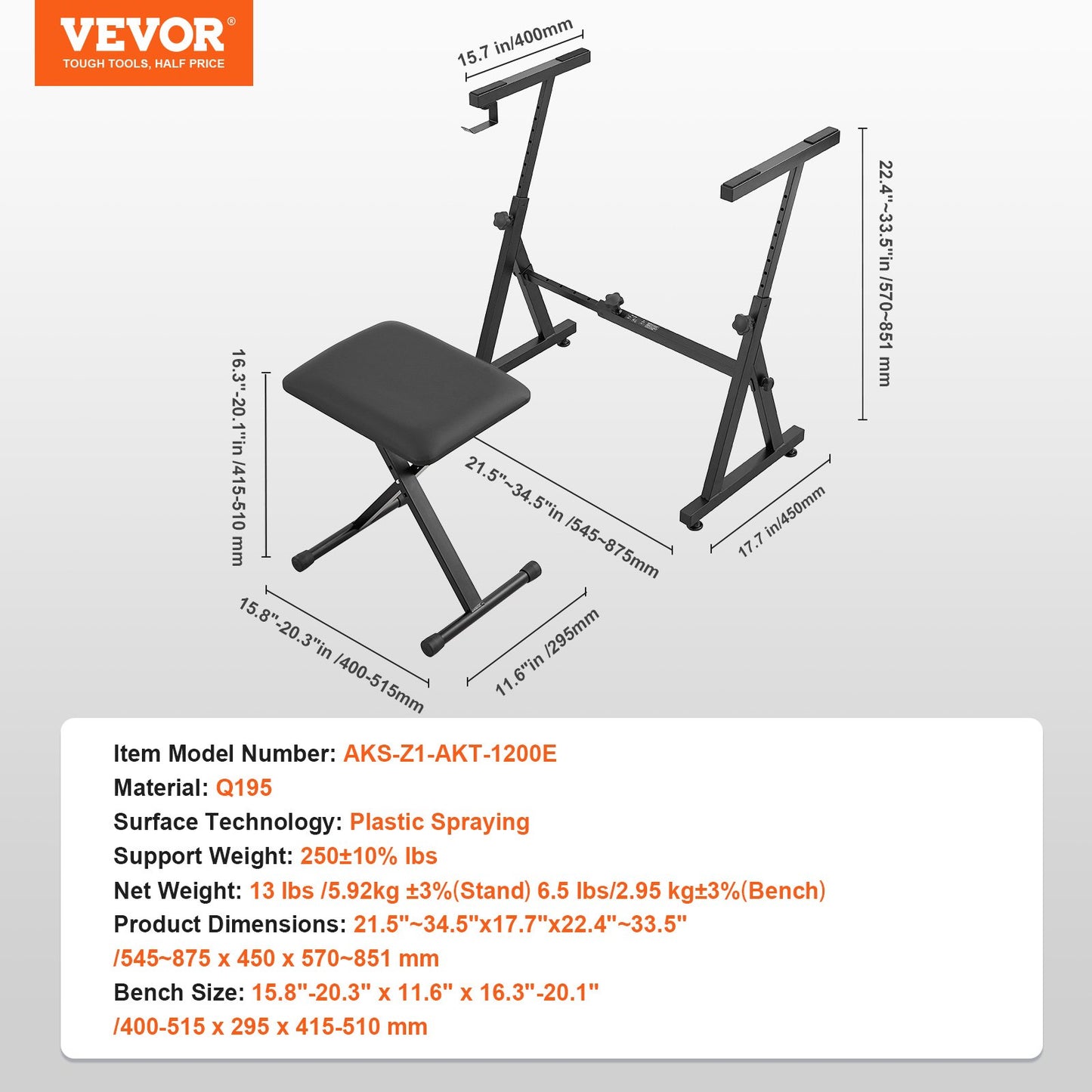 Piano Keyboard Stand and Bench Set, Z Style, Heavy-Duty Digital Piano Music Stand and Seat, 250 lbs Capacity with Adjustable Piano Bench Width Height Wheels, Fits for 54-88 Key Electric Pianos - Image 7