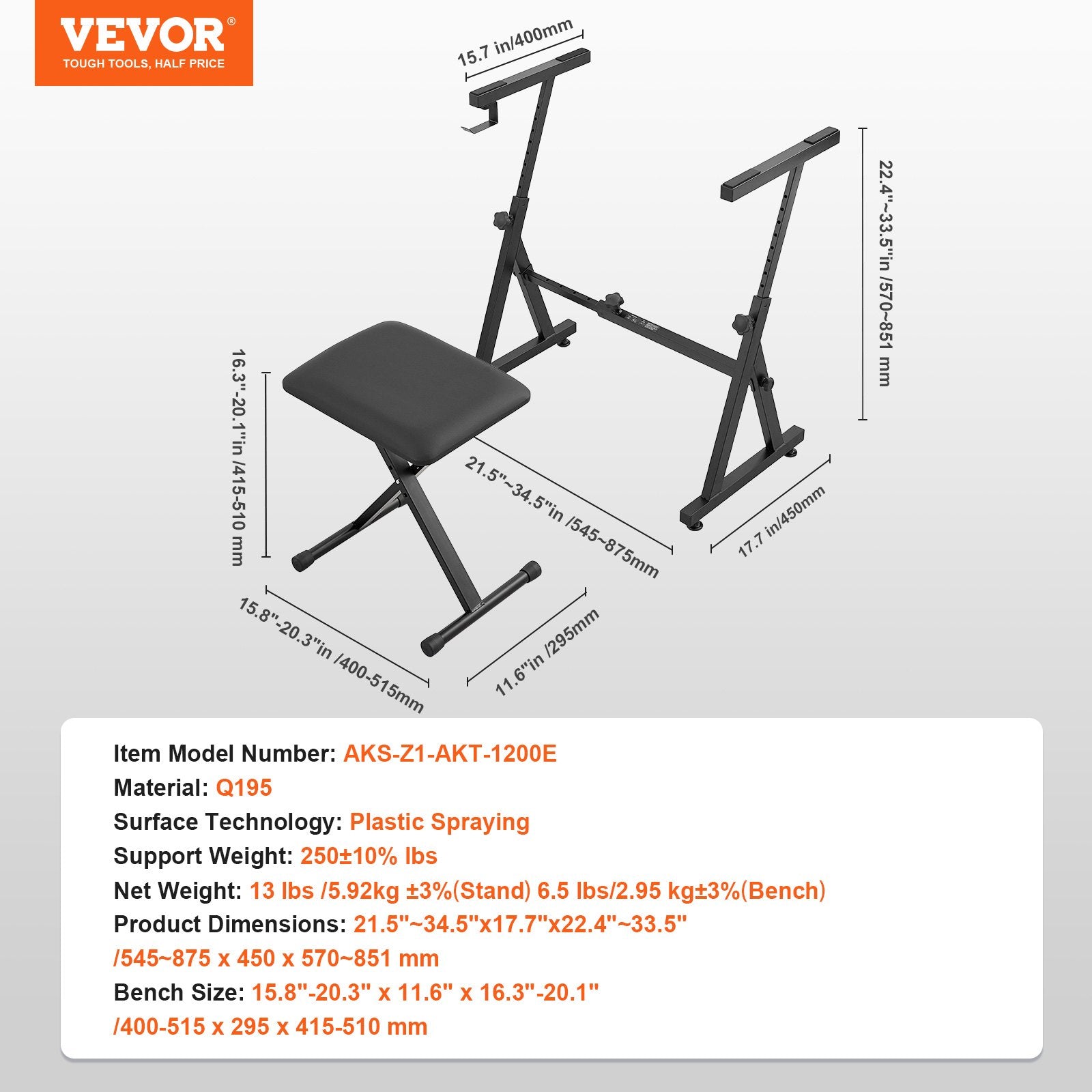 Piano Keyboard Stand and Bench Set, Z Style, Heavy-Duty Digital Piano Music Stand and Seat, 250 lbs Capacity with Adjustable Piano Bench Width Height Wheels, Fits for 54-88 Key Electric Pianos - Image 7