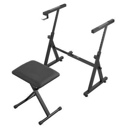 Piano Keyboard Stand and Bench Set, Z Style, Heavy-Duty Digital Piano Music Stand and Seat, 250 lbs Capacity with Adjustable Piano Bench Width Height Wheels, Fits for 54-88 Key Electric Pianos - Image 9