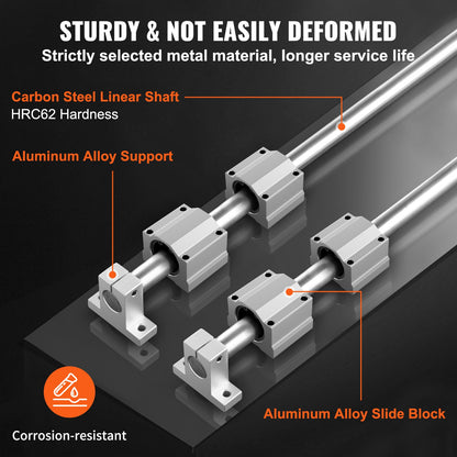 Linear Guide Rail Set, SFC20 1200mm, 2 PCS 47.2 in/1200 mm SFC20 Guide Rails 4 PCS SC20 Slide Blocks 4 PCS Rail Supports, Linear Rails and Bearings Kit for Automated Machines CNC DIY Project - Image 3