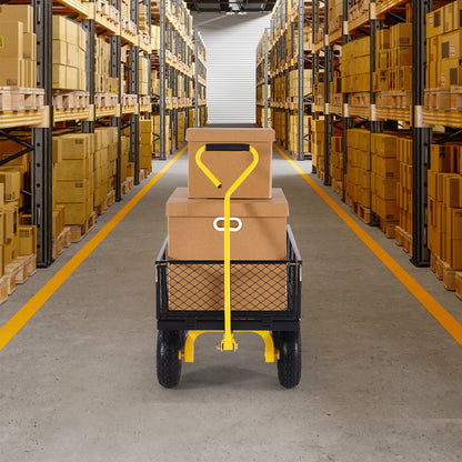 900 Lbs Heavy Duty Steel Garden Cart, Garden Wagon Cart on Wheels, Outdoor Metal Yard Utility Wagon Carts with 10" Tires and Mesh Removable Sides(Convert to Flatbed) and 180°Rotating Handle - Image 8