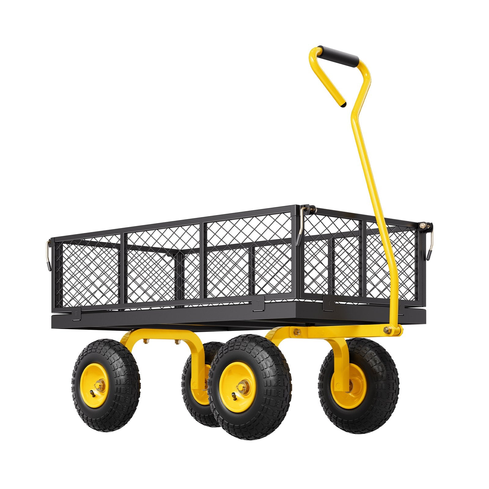 900 Lbs Heavy Duty Steel Garden Cart, Garden Wagon Cart on Wheels, Outdoor Metal Yard Utility Wagon Carts with 10" Tires and Mesh Removable Sides(Convert to Flatbed) and 180°Rotating Handle - Image 9