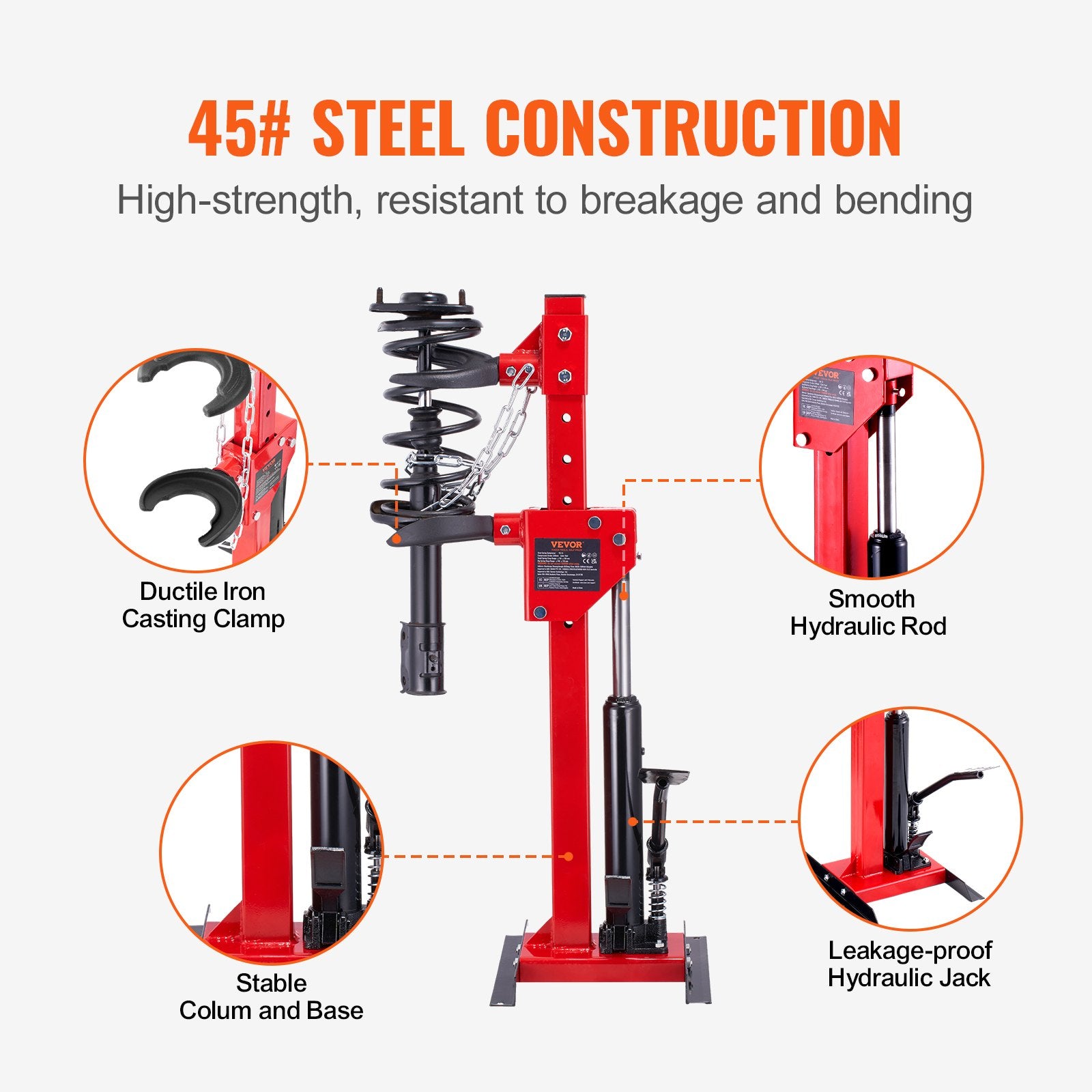 Strut Spring Compressor, 4.5 Ton/9920 LBS Hydraulic Jack Capacity, 1 Ton Rated Compression Force, Auto Strut Coil Spring Compressor Tool, Hydraulic Spring Compressor for Strut Spring Removing - Image 6