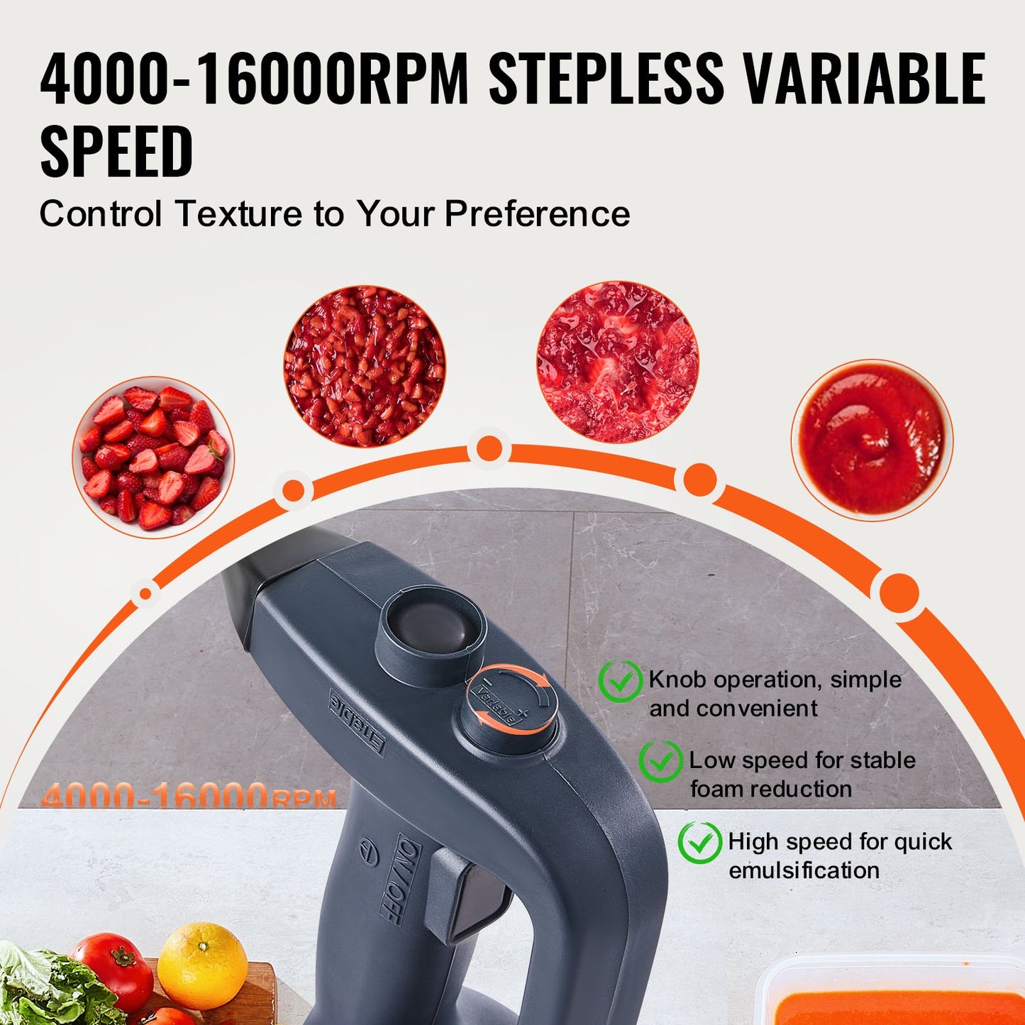 Commercial Immersion Blender, 350W Heavy Duty Hand Mixer, 12 inch Stepless Variable Speed Mixer with Stainless Steel Blade, Multi-Purpose Portable Mixer for Soup, Sauces, Mashed Potatoes, Cream - Image 3
