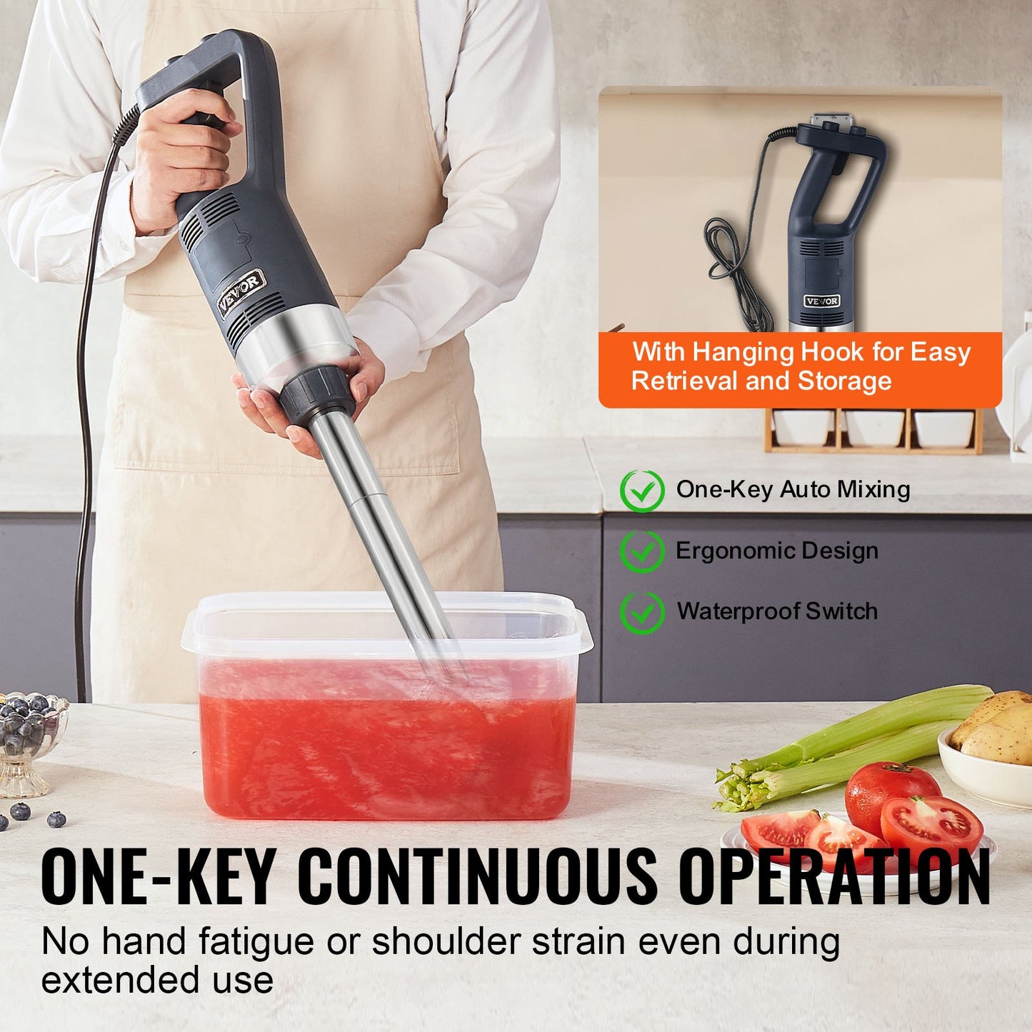 Commercial Immersion Blender 500W Heavy Duty Hand Mixer for Soup Sauces - Image 4
