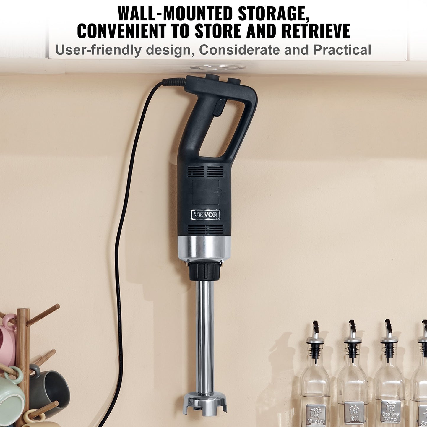 Commercial Immersion Blender, 500 Watt Heavy Duty Hand Mixer, Variable Speed Kitchen Stick Mixer with 304 Stainless Steel Blade, Multi-Purpose Portable Mixer for Soup, Smoothie, Puree, Baby Food - Image 6