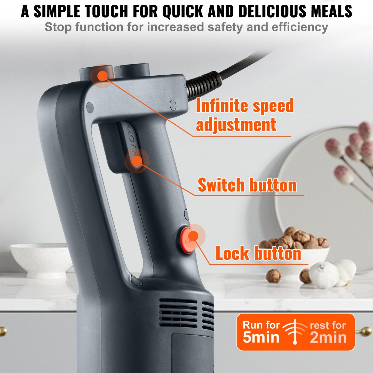 Commercial Immersion Blender Heavy Duty Hand Mixer 750W Variable Speed - Image 4