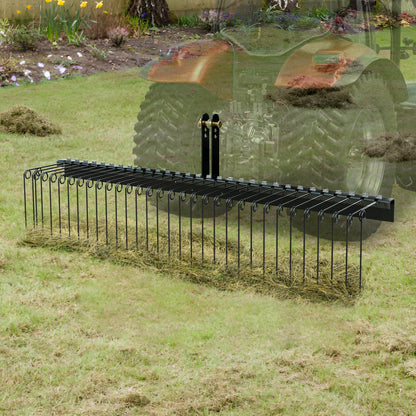 Tow Behind Landscape Rake, 1.8m Tow Dethatcher with 32 Steel Tines, Lawn Dethatcher Rake Attaches to Category 1, 3 Point Hitch for Tractor, for Leaves, Pine Needles, Straw, and Grass - Image 8