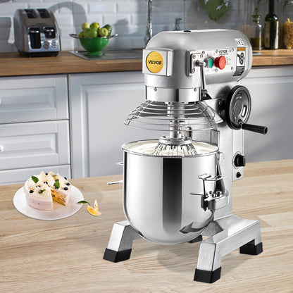 Professional Kitchen Mixer, 10Qt Capacity with Timer, 450W Stainless Steel Bowl Durable Electric Mixer for Commercial Use, 3 Speed Options 113/184/341 RPM, Includes Dough Hook & Whisk - Image 8